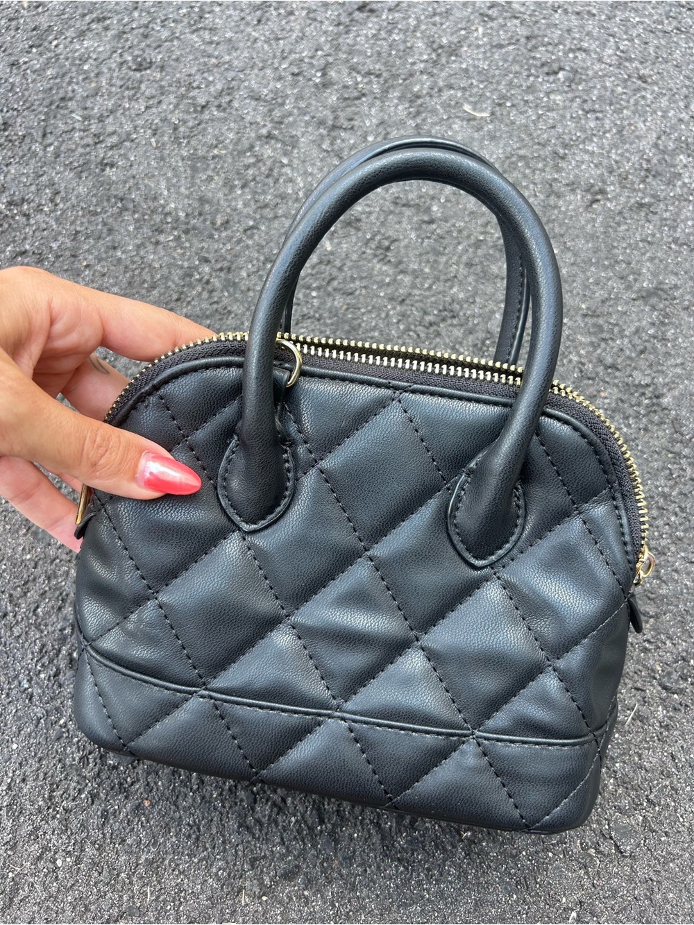 Forever 21 Black Quilted Mini Dome Satchel